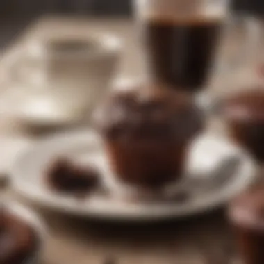 Perfect Coffee Pairing with Chocolate Muffin A steaming cup of coffee paired perfectly with a Dunkin' Donuts chocolate muffin.