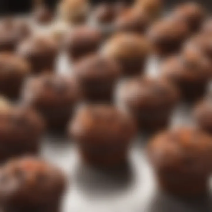 Diverse group of individuals enjoying Dunkin' Donuts chocolate muffins in a vibrant setting.