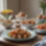 Colorful Easter table setting with traditional dishes