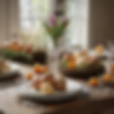 Beautifully arranged Easter table setting with seasonal decorations
