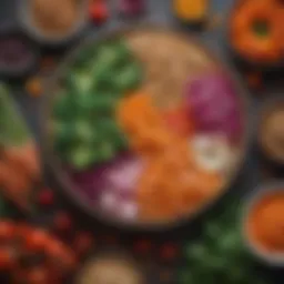 An array of vibrant vegetables and grains showcasing plant-based nutrition