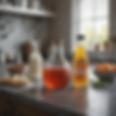 Ingredients for Homemade Cleaning Solutions Homemade cleaning solution ingredients on a countertop