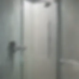 Close-up view of sparkling clean glass shower door