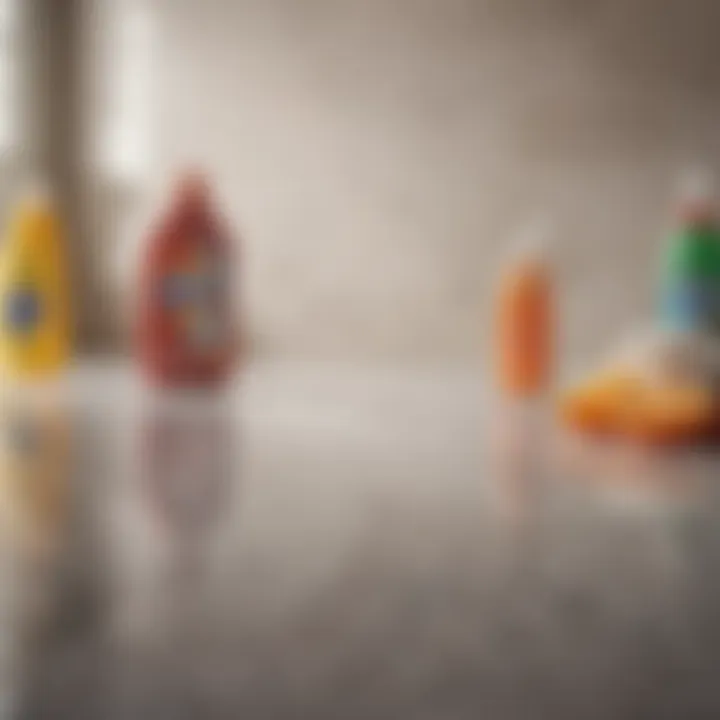 Assortment of cleaning products for tile floors