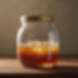 A jar with a tightly sealed lid resting on a wooden table.