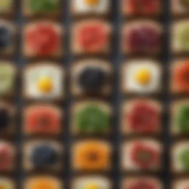 Artful Toast Presentation Artfully presented toast topped with a variety of creative spreads and garnishes.