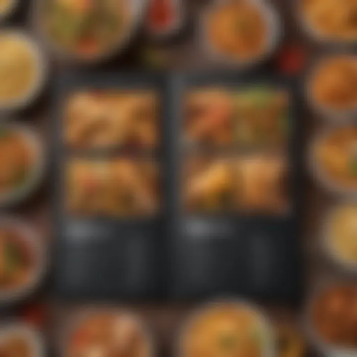 A close-up of a customizable takeout menu with various options to choose from