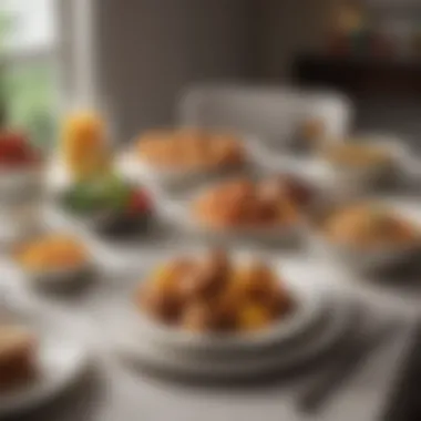 Elegant Table Setting for Takeout A beautifully set table with takeout packages and elegant dinnerware