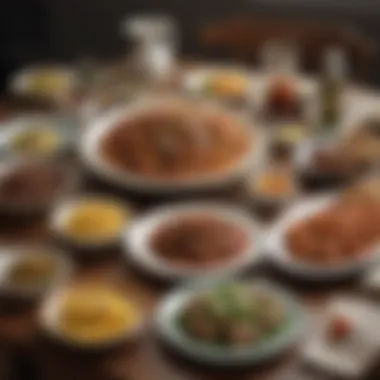 Local Flavors on the Dining Table An assortment of vibrant dishes from local restaurants arranged on a dining table