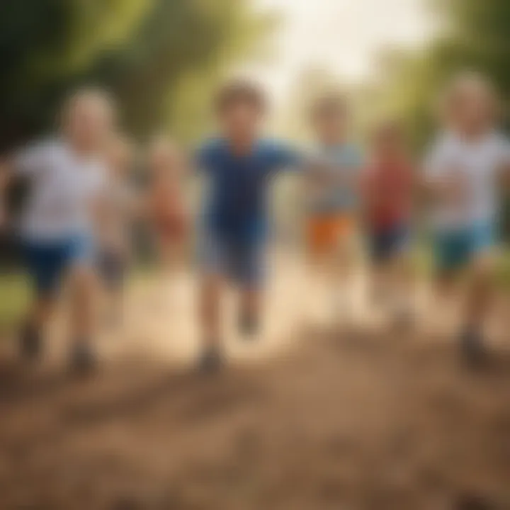 Group of children engaged in a fun relay race.
