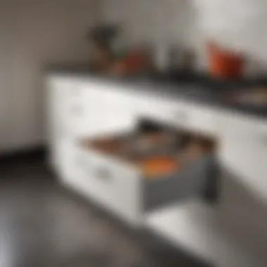 Modern Kitchen with Drawer Protector Elegant pull out drawer protector in a modern kitchen setting