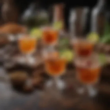 Artisanal Mixers and Garnishes for Mule Drinks Selection of artisanal mixers and garnishes displayed elegantly