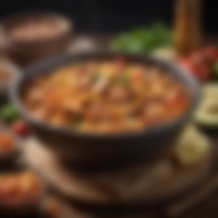A display of various proteins used in jambalaya
