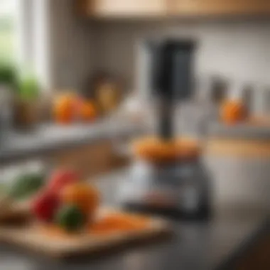 Space-Efficient Food Processor for Quick Meal Prep Space-efficient food processor on a kitchen countertop