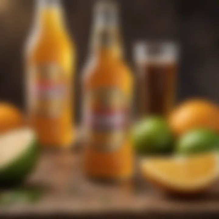 Refreshing light beer with citrus garnishing