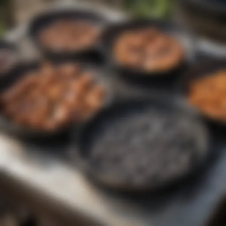 Variety of charcoal pans displayed for comparison