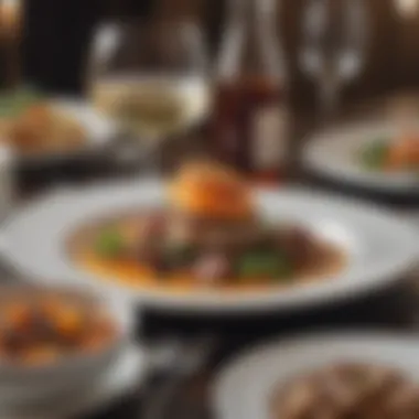 Gourmet Delights in a Refined Atmosphere Elegant dining setup featuring gourmet dishes