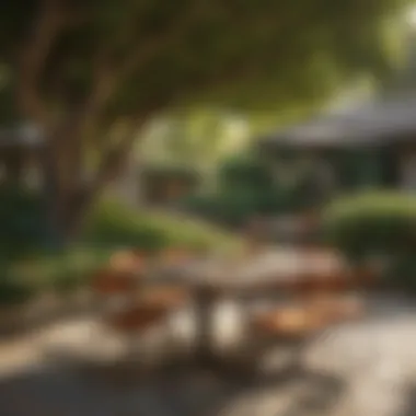 Al Fresco Dining Surrounded by Nature Vibrant outdoor seating area with lush greenery
