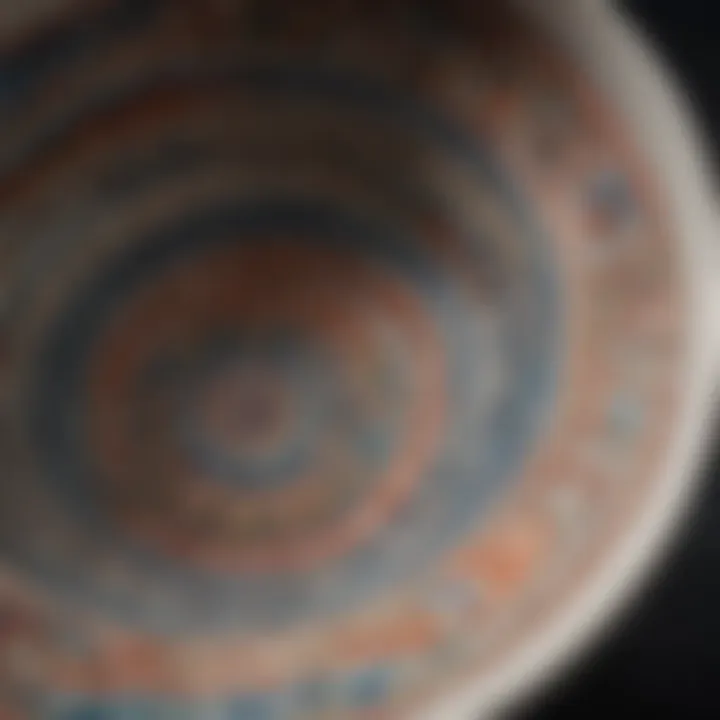 Close-up shot of a uniquely designed ceramic bowl showcasing intricate patterns