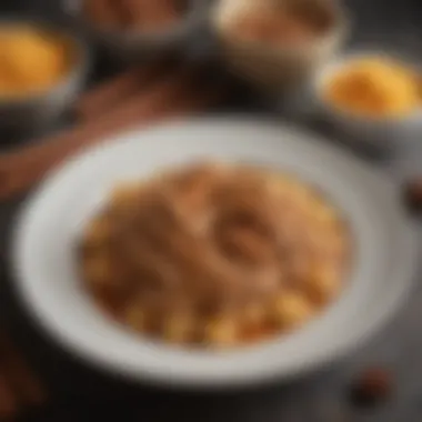 Culinary Creation with Agobi Ceylon Cinnamon An elegant dish featuring Agobi Ceylon cinnamon as a key ingredient, highlighting its culinary versatility