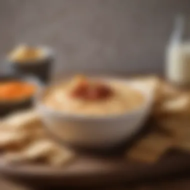 A vibrant spread featuring Aldi Bacon Cheddar Dip with a variety of crackers