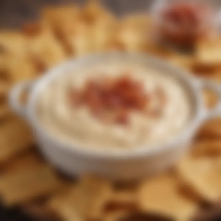 A close-up of Aldi Bacon Cheddar Dip showcasing its creamy texture