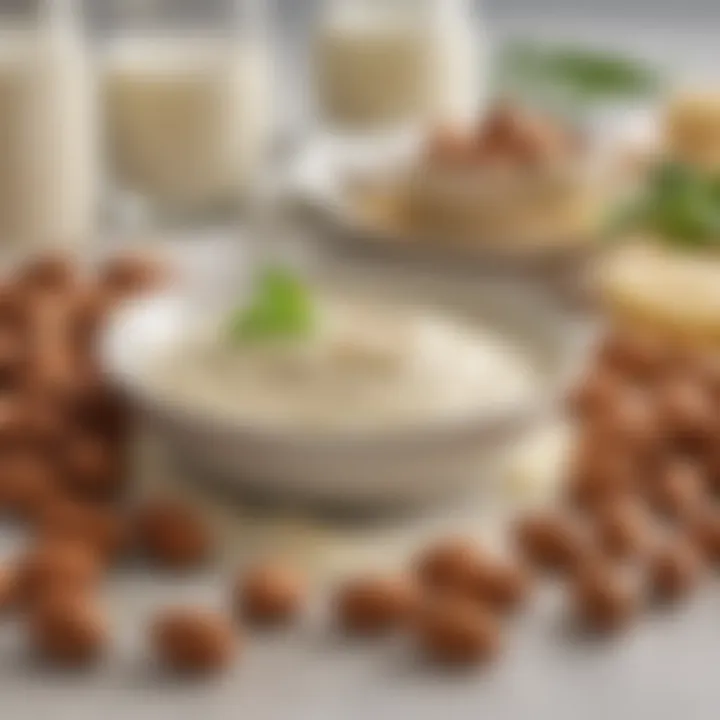 Close-up of fresh ingredients used in almond milk Alfredo sauce