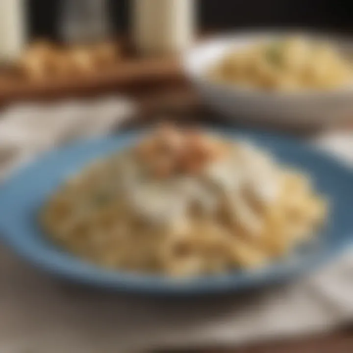 A variety of pasta dishes showcasing almond milk Alfredo sauce