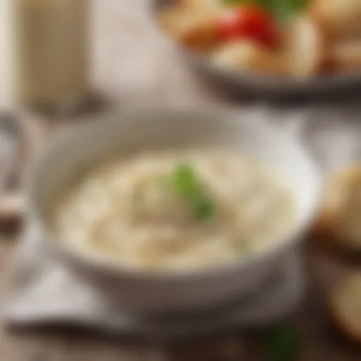 Creamy dairy-free Alfredo sauce in a bowl
