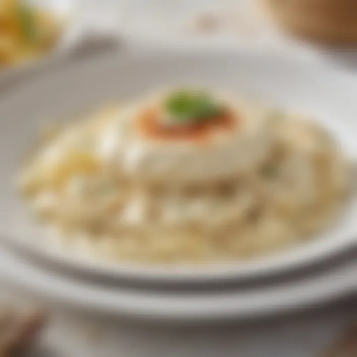 A close-up of an Alfredo sauce alternative dish