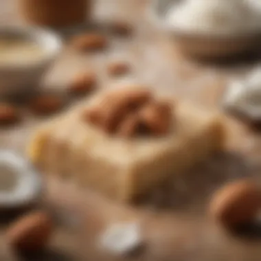 Fresh Ingredients for Almond and Coconut Bars A close-up of fresh ingredients used in almond and coconut bars.