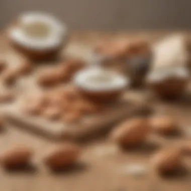 Nutritional Benefits of Almonds and Coconuts Nutritional chart highlighting the benefits of almonds and coconuts.