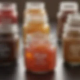 A variety of natural sweeteners displayed in glass jars