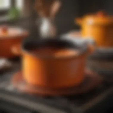 Detail of Creuset Pot Craftsmanship Close-up of a Creuset pot showcasing its craftsmanship and detail