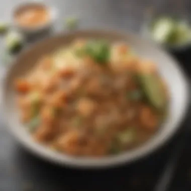Elegant Pad Thai An elegant plate of Pad Thai garnished with lime and peanuts