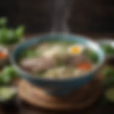 Steaming Bowl of Pho A steaming bowl of Pho showcasing aromatic herbs and spices