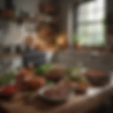 The Essence of Home Cooking A cozy kitchen filled with the aroma of spices and herbs