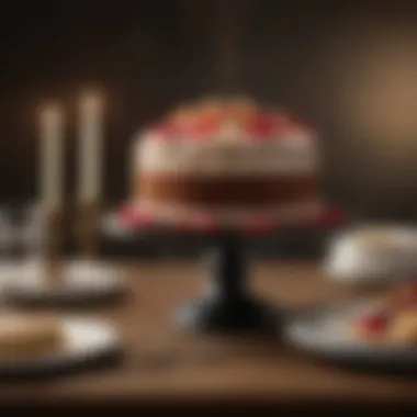 Indulgent Birthday Cake Presentation Delicious cake served at a restaurant