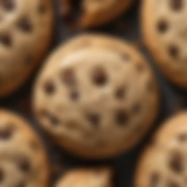 Close-up of a gooey chocolate chip cake mix cookie with melting chocolate.