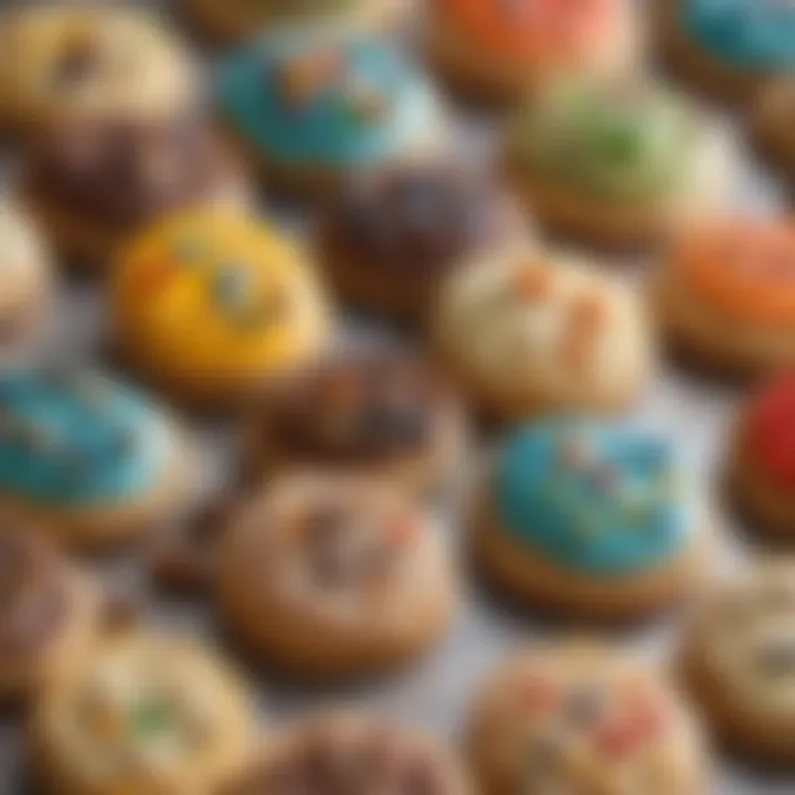 An array of cake mix cookies with different toppings displayed elegantly.