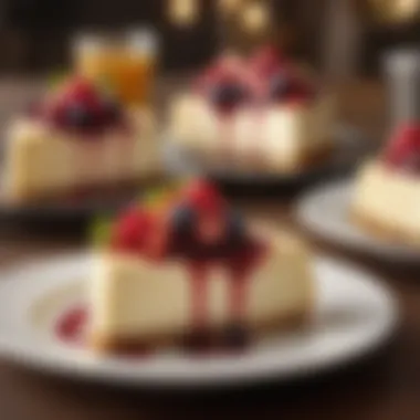 A beautifully presented slice of cheesecake showcasing various flavors.