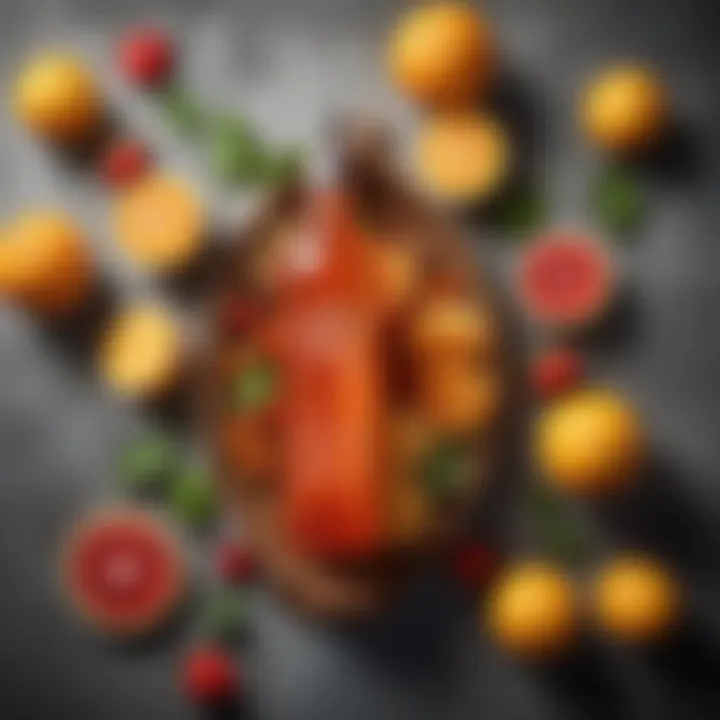 Ciroc bottle surrounded by assorted seasonal citrus fruits