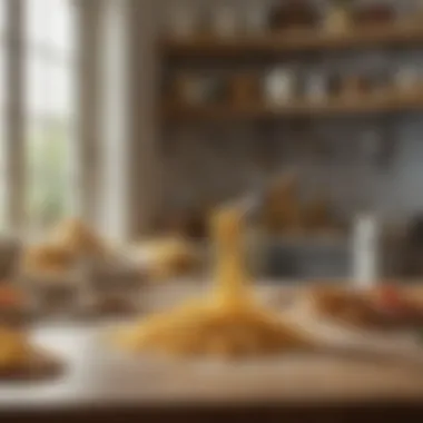 Craftsmanship in Cuisine: The Art of Pasta Making An inviting kitchen scene showcasing an array of handmade pastas