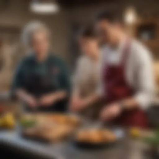 Couples engaging in a culinary class