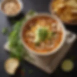 A vibrant bowl of Swanson Broth Chicken Tortilla Soup garnished with fresh herbs and lime