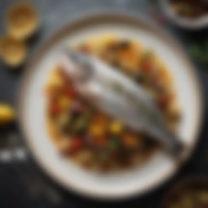 Baked branzino with Mediterranean vegetables