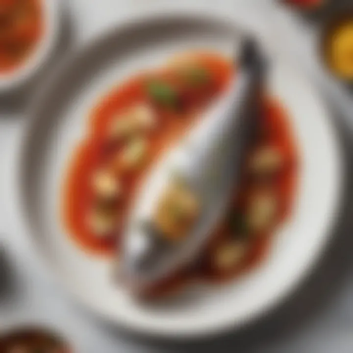 Branzino served with a vibrant sauce and sides