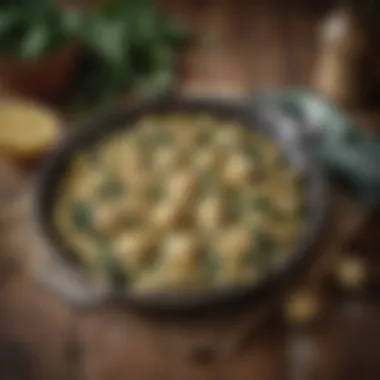 Vibrant Spinach Artichoke Delight A vibrant dish showcasing spinach artichokes on a rustic table