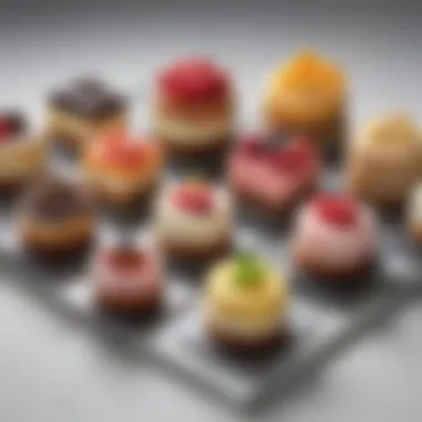Delectable Assorted Desserts in Controlled Portions An array of assorted desserts, all crafted with portion control in mind.