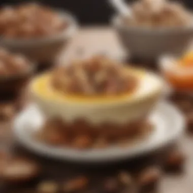 Vibrant Dessert with Natural Sweeteners and Nuts A vibrant dessert made with natural sweeteners and topped with nuts.